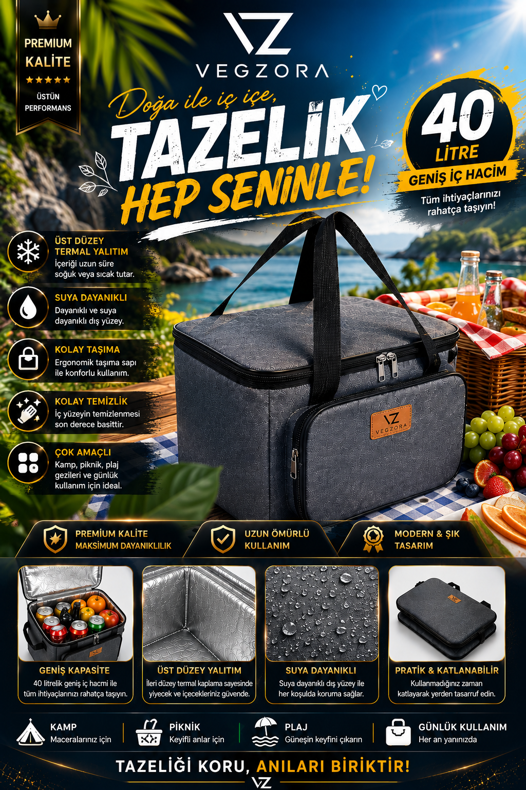 Vegzora 40 Lt Termal Soğutucu Çanta