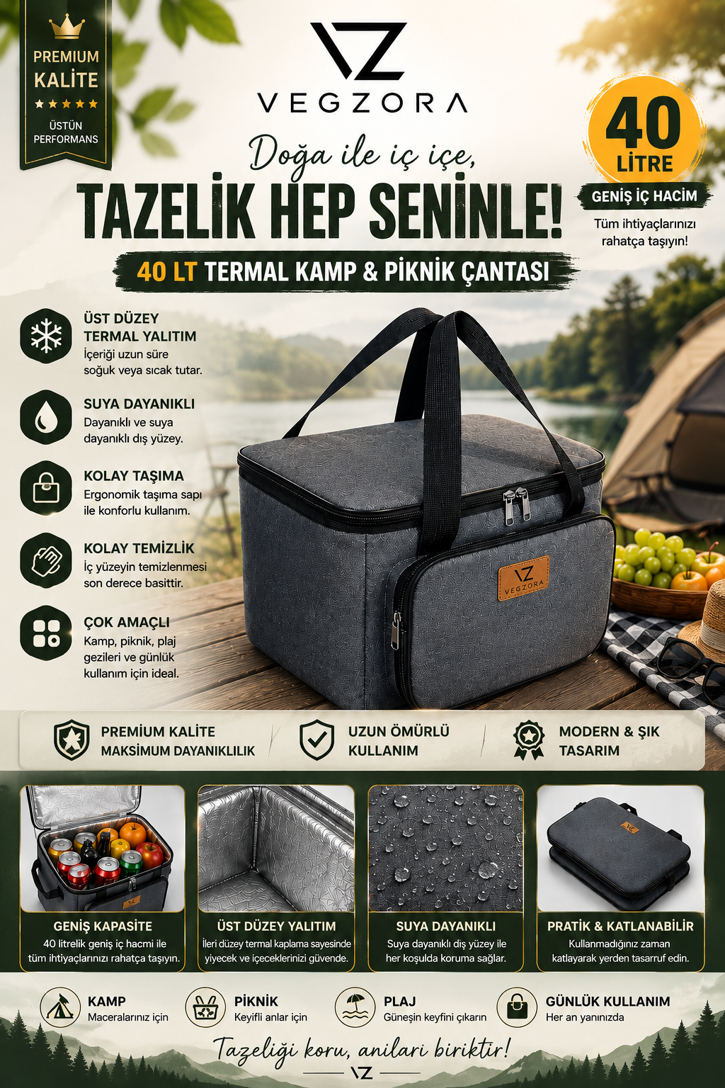 Vegzora 40 Lt Termal Soğutucu Çanta